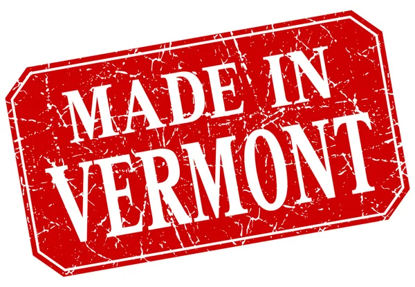 Made in Vermont red square grunge stamp — Stock Vector