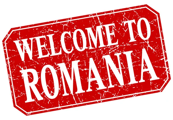 Welcome to Romania red square grunge stamp — Stock Vector
