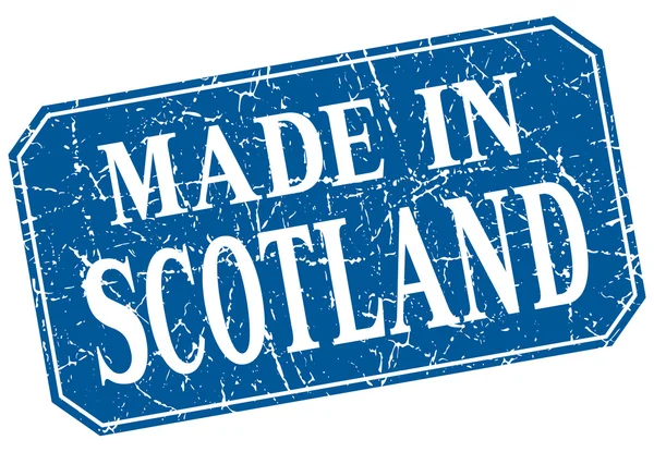 Gemaakt in Schotland blauwe vierkante grunge stempel — Stockvector