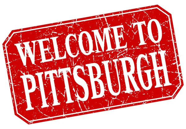 Welcome to Pittsburgh red square grunge stamp — Stock Vector