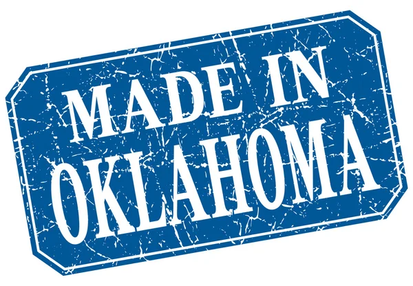 Gemaakt in Oklahoma blauwe vierkante grunge stempel — Stockvector