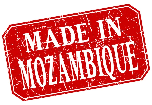 Hergestellt in mozambique red square grunge stamp — Stockvektor