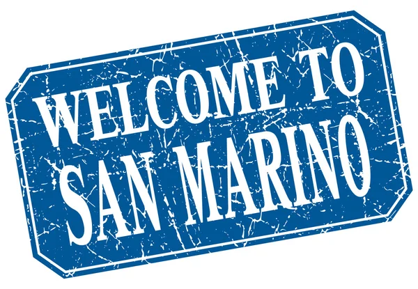 Welcome to San Marino blue square grunge stamp — Stock Vector