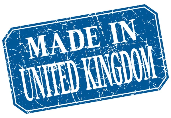 Made in United Kingdom blue square grunge stamp — Stock Vector