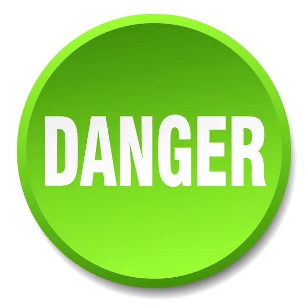 Gefahr grün rund flach isoliert Druckknopf — Stockvektor