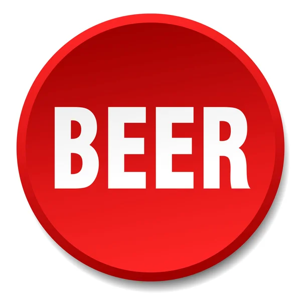 Bière rouge rond plat isolé bouton poussoir — Image vectorielle