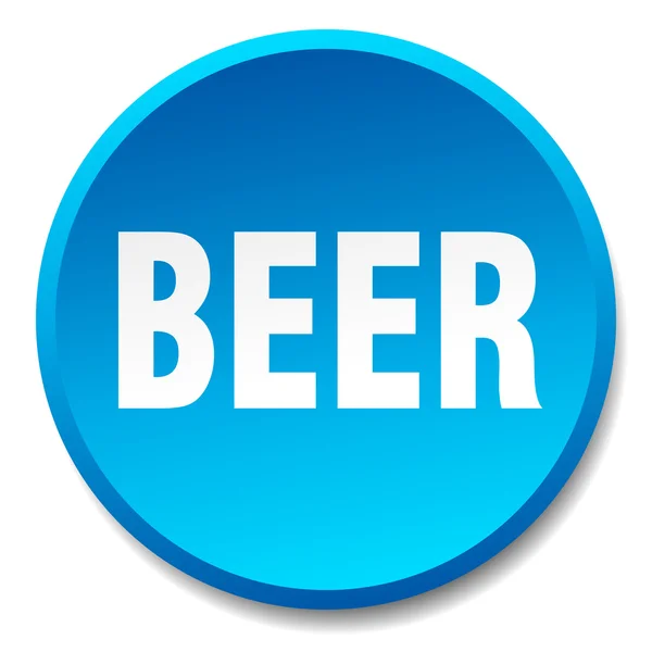 Bière bleu rond plat isolé bouton poussoir — Image vectorielle
