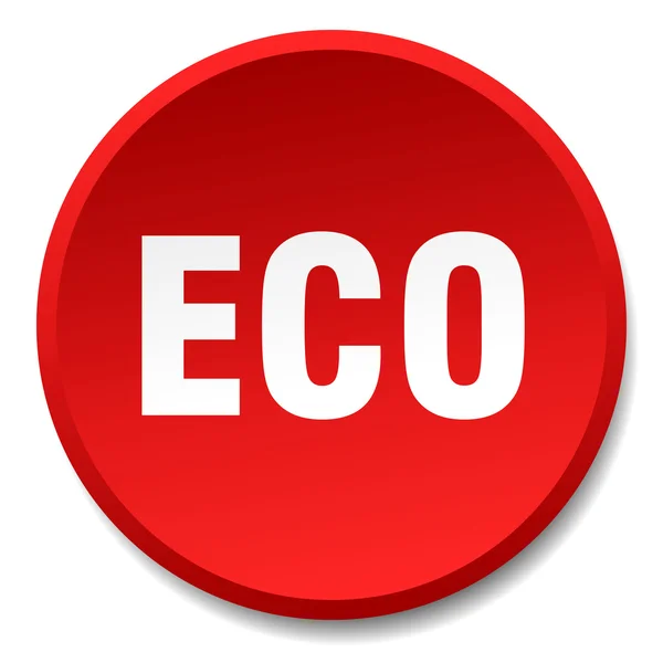 Eco röda runda platta isolerade tryckknapp — Stock vektor