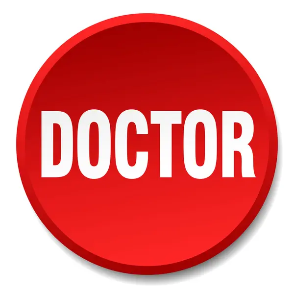 Doctor rojo redondo plano pulsador aislado — Vector de stock