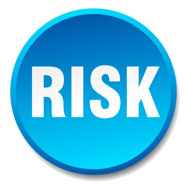Riziko modré kulaté ploché izolované tlačítko — Stockový vektor