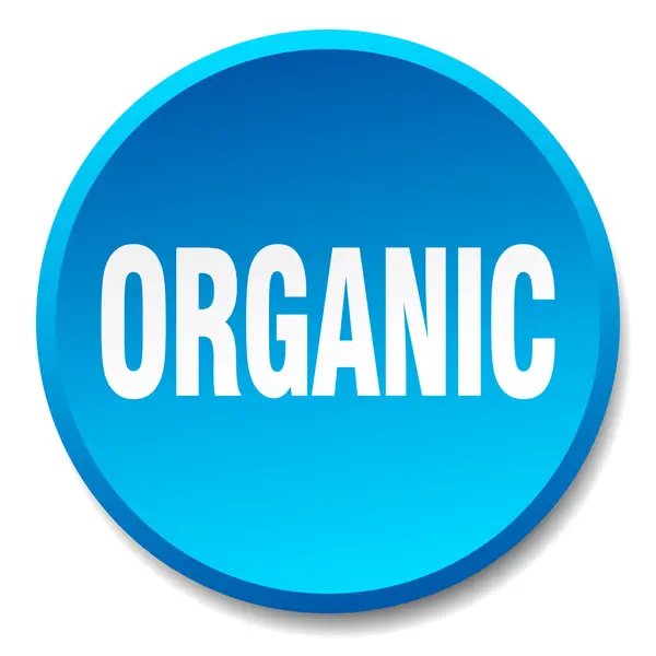 Blu organico rotondo piatto isolato pulsante — Vettoriale Stock