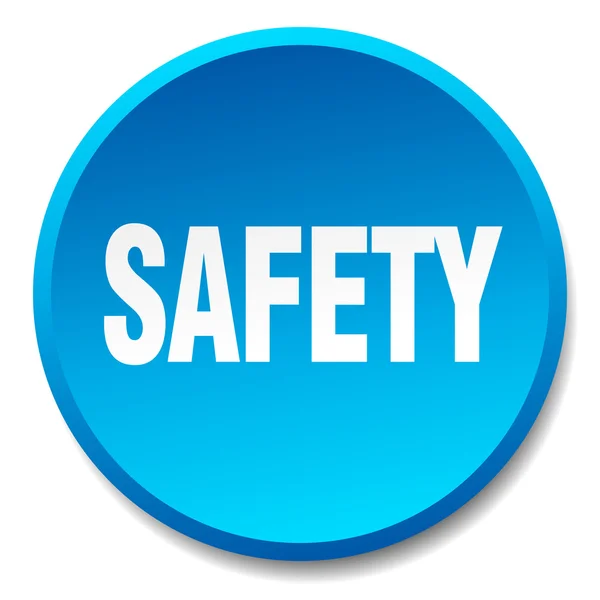 Veiligheid blauwe ronde platte geïsoleerde drukknop — Stockvector