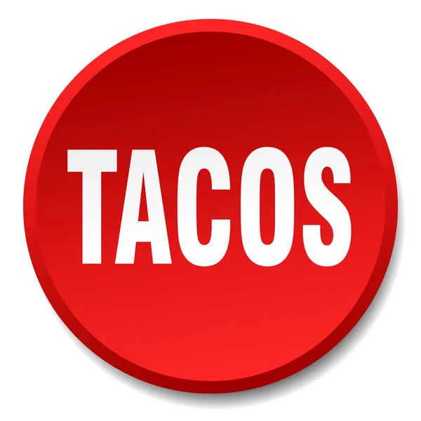 Tacos vermelho redondo plana botão isolado — Vetor de Stock