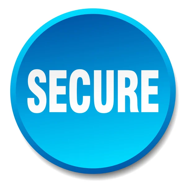 Secure blue round flat isolated push button — Stock Vector