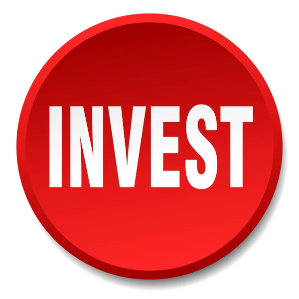 Investire rosso rotondo piatto isolato pulsante — Vettoriale Stock