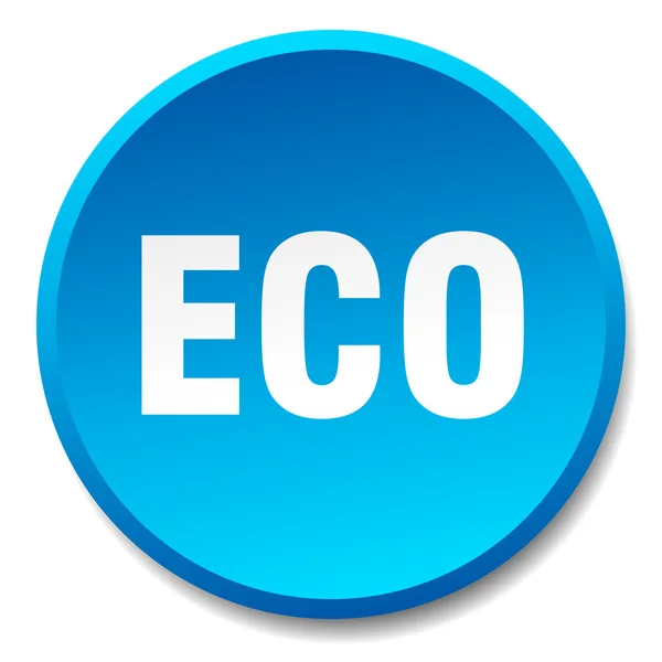 Eco blauwe ronde platte geïsoleerde drukknop — Stockvector