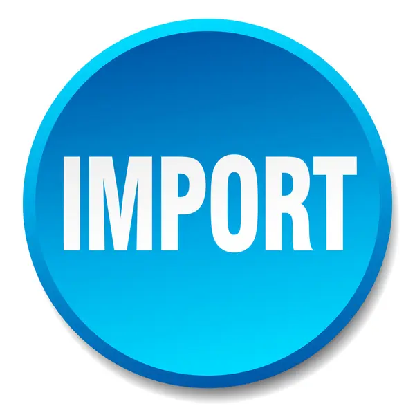 Importação azul redondo plana botão isolado — Vetor de Stock