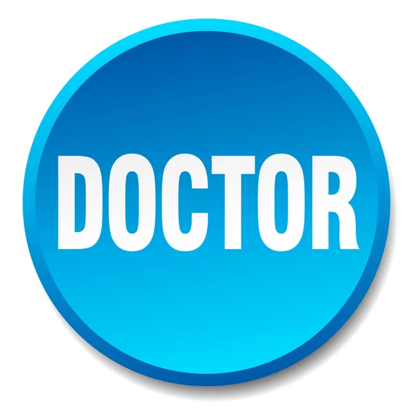 Dokter blauwe ronde platte geïsoleerde drukknop — Stockvector
