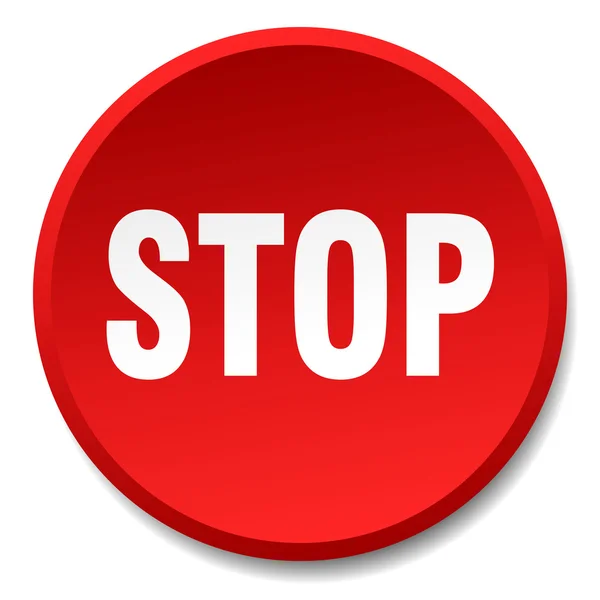 Stop rosso rotondo piatto isolato pulsante — Vettoriale Stock