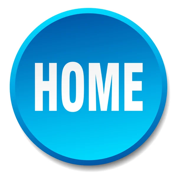 Casa azul redondo plana botão isolado — Vetor de Stock