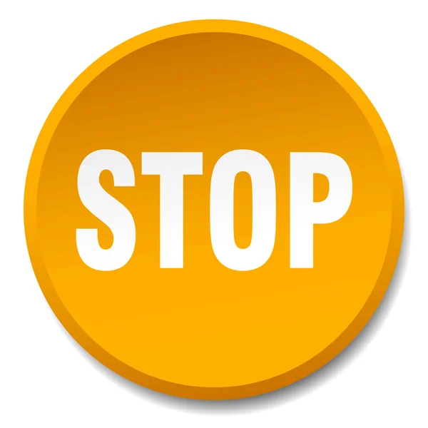 Stop arancio rotondo piatto isolato pulsante — Vettoriale Stock