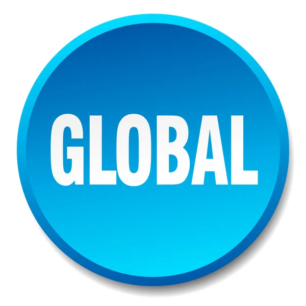 Global bleu rond plat isolé bouton poussoir — Image vectorielle
