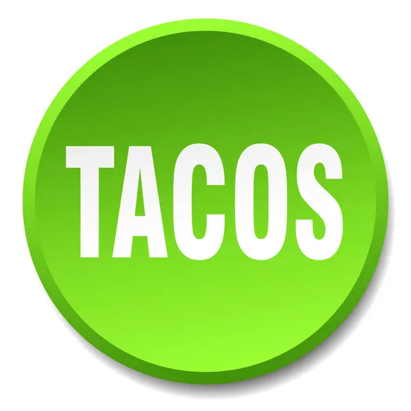 Tacos verde rodada plana botão isolado — Vetor de Stock