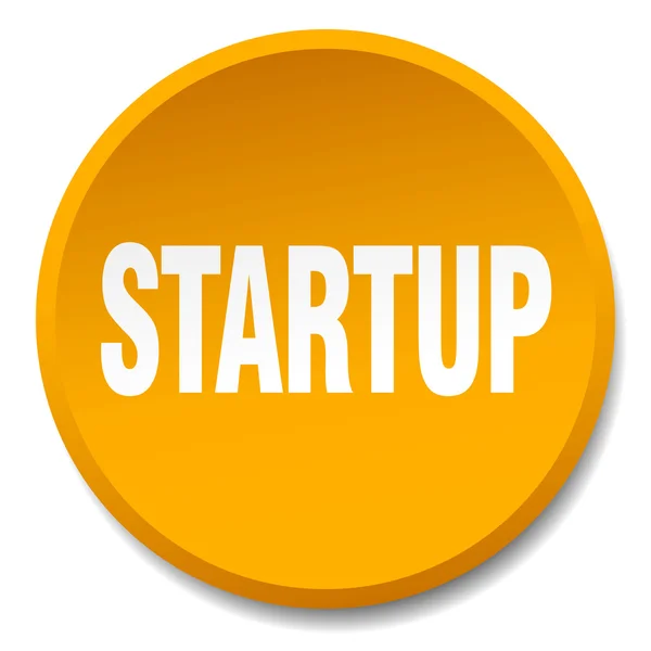Startup orange round flat isolated push button — Stock Vector