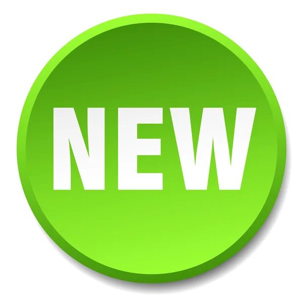 Novo botão de pressão isolado plano redondo verde — Vetor de Stock