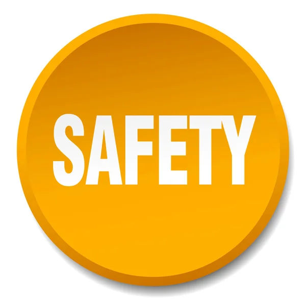 Safety orange round flat isolated push button — Stock Vector