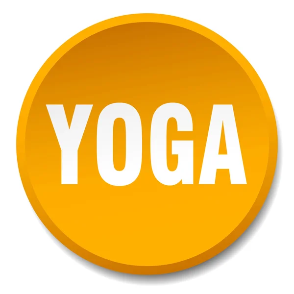 Yoga orange rund flach isolierter Druckknopf — Stockvektor