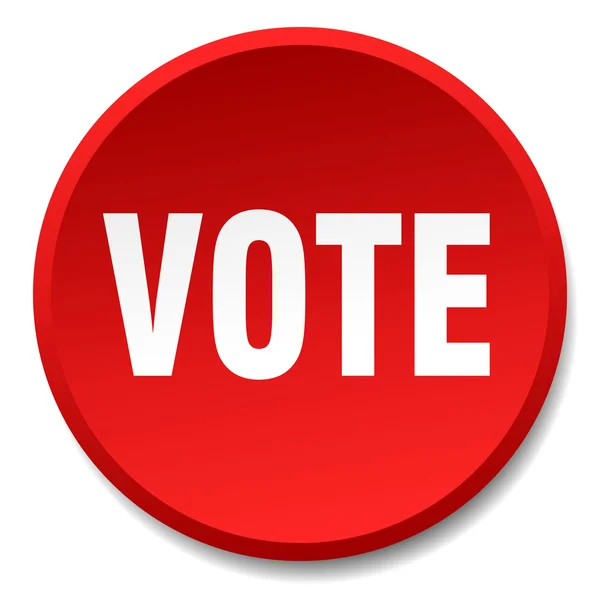 Ψηφίσουν κόκκινο γύρο επίπεδη απομονωθεί μπουτόν — Διανυσματικό Αρχείο