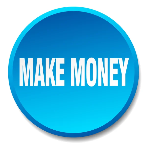 Make money blue round flat isolated push button — Stock Vector