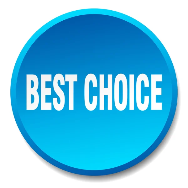 Best choice blue round flat isolated push button — Stock Vector