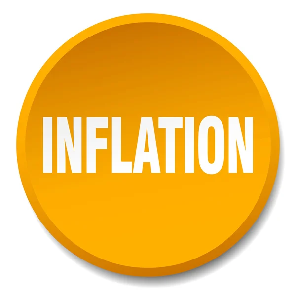 Oranžové kulaté ploché izolované tlačítko inflace — Stockový vektor