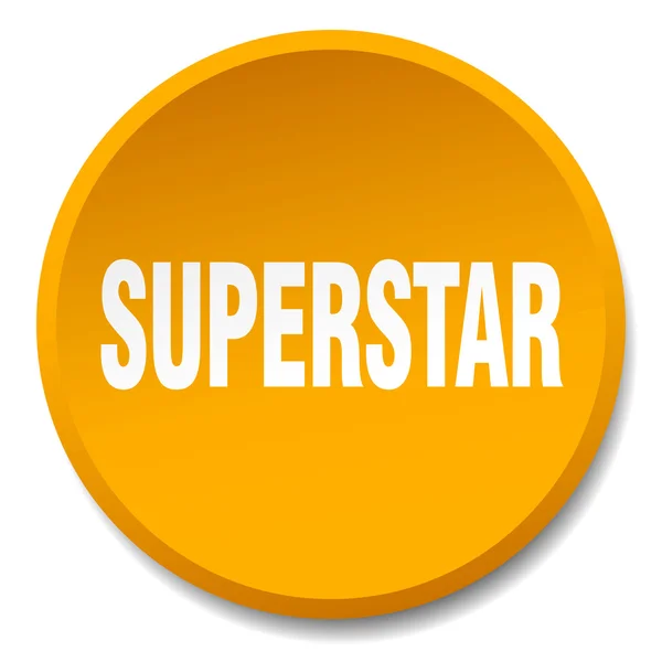 Superstar arancio rotondo piatto isolato pulsante — Vettoriale Stock