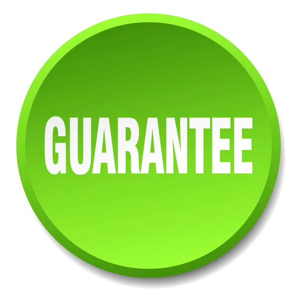 Guarantee green round flat isolated push button — Stock Vector