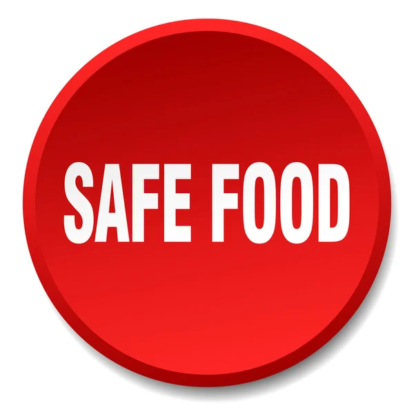 Safe food red round flat isolated push button — Stock Vector