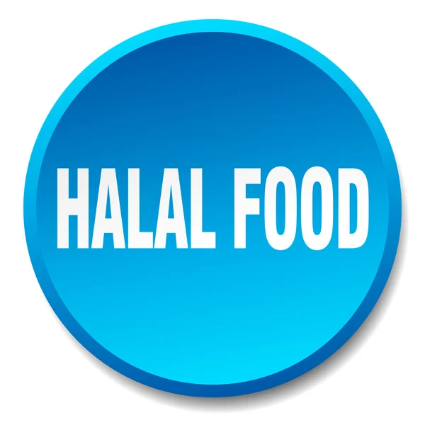 Halal τροφίμων μπλε στρογγυλή επίπεδη απομονωμένες μπουτόν — Διανυσματικό Αρχείο