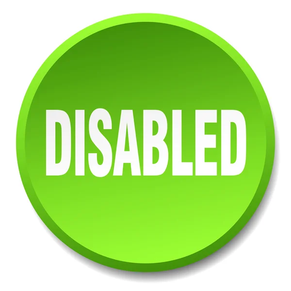 Disabled green round flat isolated push button — Stock Vector