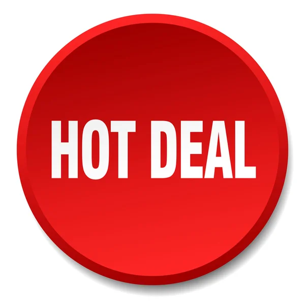 Hot deal red round tombol push terisolasi datar - Stok Vektor