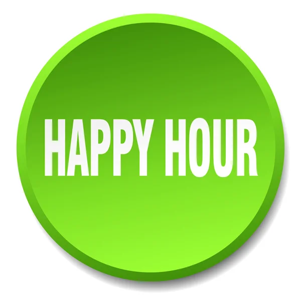 Happy hour zielony okrągły mieszkanie na białym tle naciśnij przycisk — Wektor stockowy