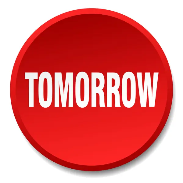 Завтра красный круглый плоский изолированная кнопка — стоковый вектор