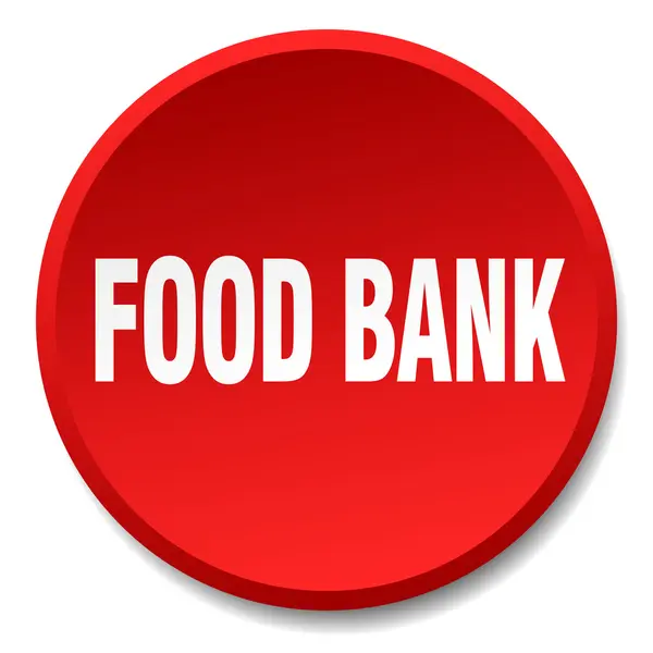 Bank żywności czerwone okrągłe płaskie na białym tle naciśnij przycisk — Wektor stockowy
