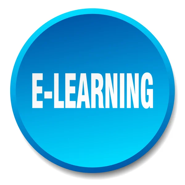E-learning azul redondo plano pulsador aislado — Archivo Imágenes Vectoriales