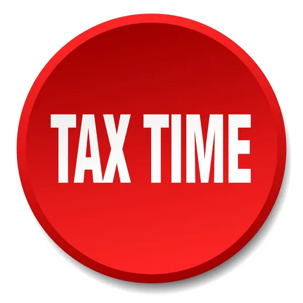 Φορολογικές χρόνο κόκκινη στρογγυλή επίπεδη απομονωμένες μπουτόν — Διανυσματικό Αρχείο