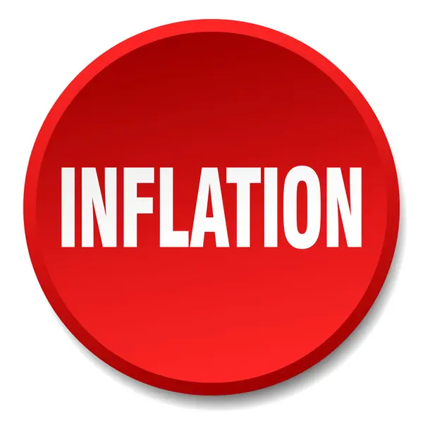 Inflace červené kulaté ploché izolované tlačítko — Stockový vektor