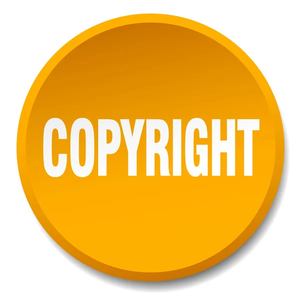Urheberrecht orange runde flache isolierte Drucktaste — Stockvektor