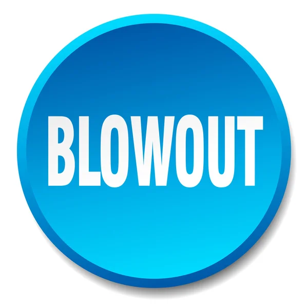 Blowout blu rotondo piatto isolato pulsante — Vettoriale Stock