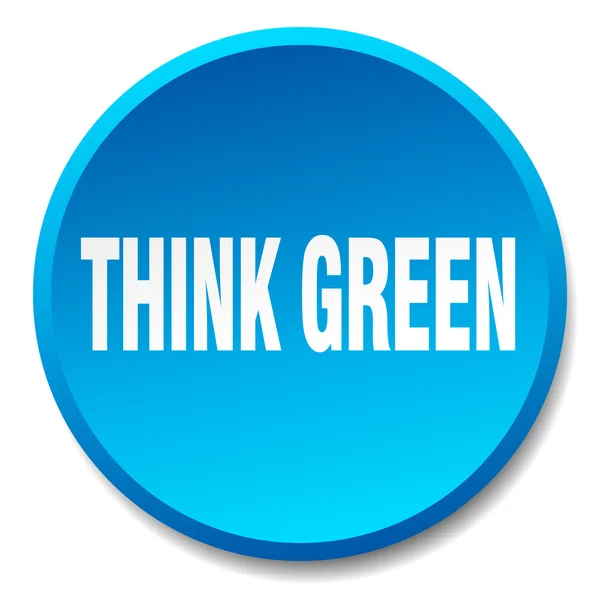Denken grün blau rund flach isolierter Druckknopf — Stockvektor